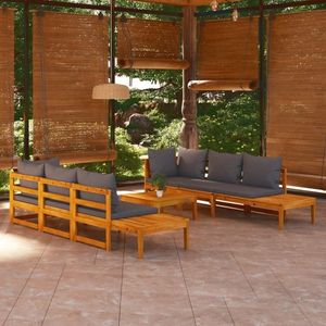 vidaXL Set mobilier grădină perne gri închis, 5 piese, lemn acacia imagine