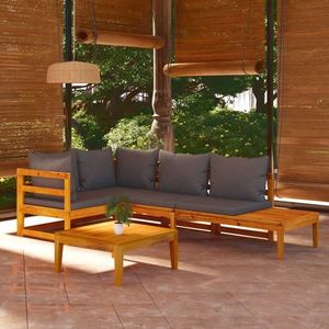 vidaXL Set mobilier grădină cu perne gri închis, 4 piese, lemn acacia imagine