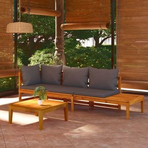 vidaXL Set mobilier grădină cu perne gri închis, 3 piese, lemn acacia imagine