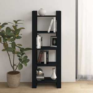 vidaXL Bibliotecă/Separator cameră, negru, 60x35x160 cm, lemn masiv imagine