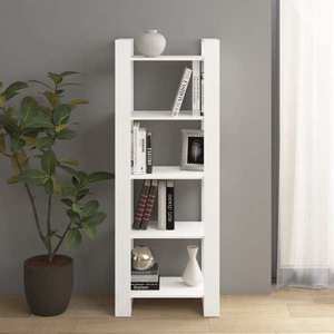 vidaXL Bibliotecă/Separator cameră, alb, 60x35x160 cm, lemn masiv imagine