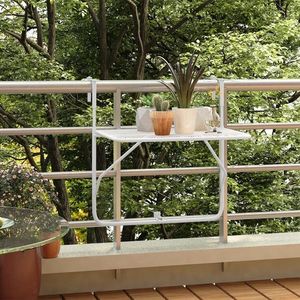 vidaXL Masă de balcon, alb, 60x40 cm, oțel imagine