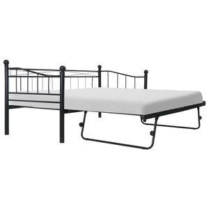 vidaXL Cadru de pat, negru, 180x200/90x200 cm, oțel imagine