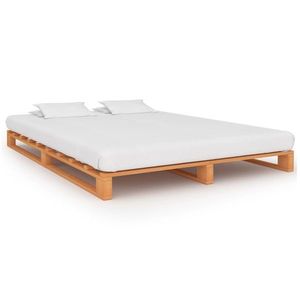 vidaXL Cadru de pat din paleți, maro, 120x200 cm, lemn masiv pin imagine