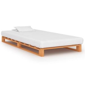 vidaXL Cadru de pat din paleți, maro, 90x200 cm, lemn masiv de pin imagine