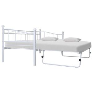 vidaXL Cadru de pat, alb, 180 x 200/90 x 200 cm, oțel imagine