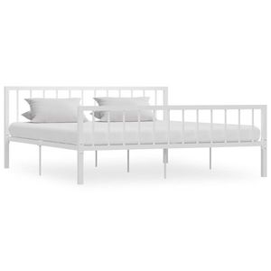 vidaXL Cadru de pat, alb, 180 x 200 cm, metal imagine