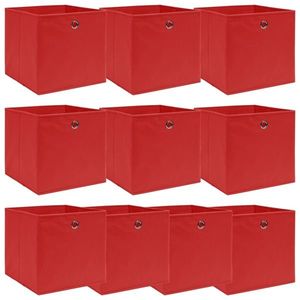 vidaXL Cutii depozitare, 10 buc, roșu, 32x32x32 cm, textil imagine