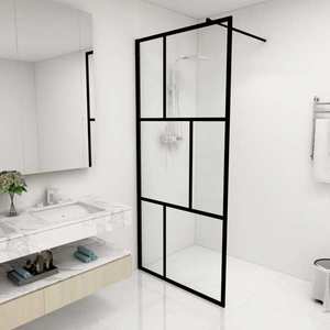 vidaXL Paravan de duș walk-in, negru, 90x195 cm, sticlă securizată imagine