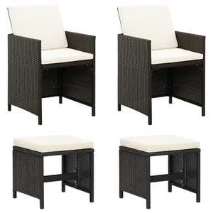 vidaXL Set scaune de grădină și taburet, 4 piese, negru, poliratan imagine