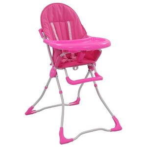 vidaXL Scaun de masă înalt pentru copii, roz și alb imagine