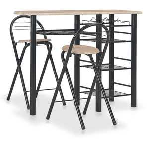 vidaXL Set mobilier de bar, cu rafturi, 3 piese, lemn și oțel imagine