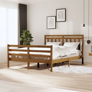 vidaXL Cadru de pat, maro miere, 160x200 cm, lemn masiv imagine