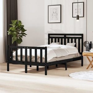 vidaXL Cadru de pat, negru, 120x200 cm, lemn masiv imagine