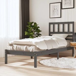 vidaXL Cadru de pat, gri, 100x200 cm, lemn masiv de pin imagine