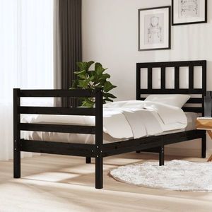 vidaXL Cadru de pat, 100x200 cm, negru, lemn masiv imagine