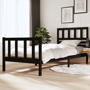 vidaXL Cadru de pat, negru, 90x200 cm, lemn masiv imagine