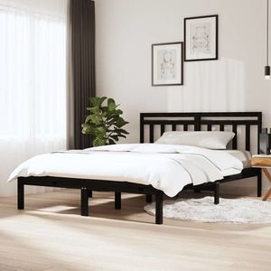 vidaXL Cadru de pat Small Double 4FT, negru, 120x190 cm, lemn masiv imagine