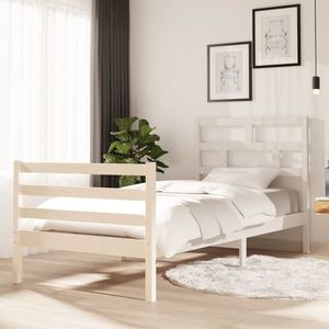vidaXL Cadru de pat , alb, 90x200 cm, lemn masiv de pin imagine