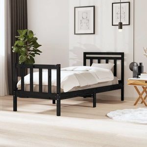 vidaXL Cadru de pat , negru, 90x200 cm, lemn masiv imagine