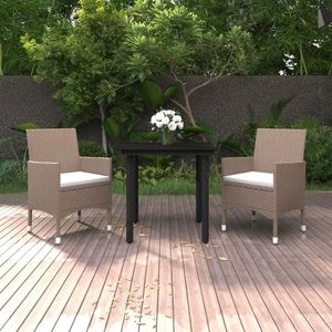 vidaXL Set mobilier de grădină cu perne, 3 piese, poliratan și sticlă imagine