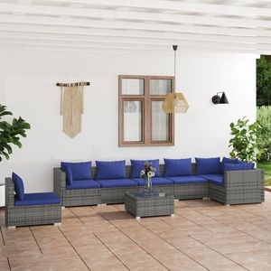 vidaXL Set mobilier de grădină cu perne, 8 piese, gri, poliratan imagine