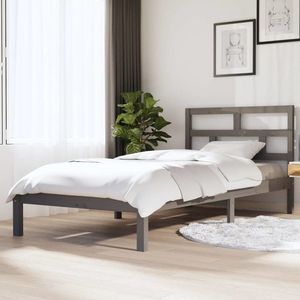 vidaXL Cadru de pat, gri, 100x200 cm, lemn masiv de pin imagine