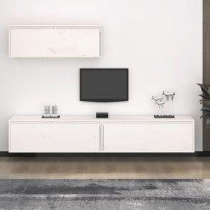 vidaXL Comode TV, 3 buc., alb, lemn masiv de pin imagine