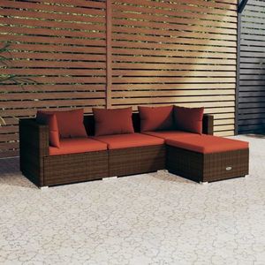 vidaXL Set mobilier de grădină cu perne, 4 piese, maro, poliratan imagine
