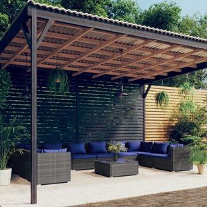 vidaXL Set mobilier de grădină cu perne, albastru, 11 piese imagine
