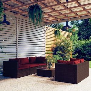 vidaXL Set mobilier de grădină cu perne, 6 piese, maro, poliratan imagine