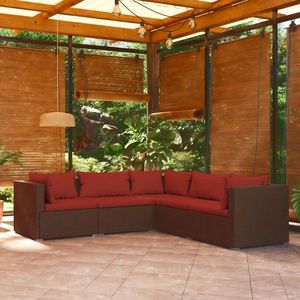 vidaXL Set mobilier de grădină cu perne, 5 piese, maro, poliratan imagine