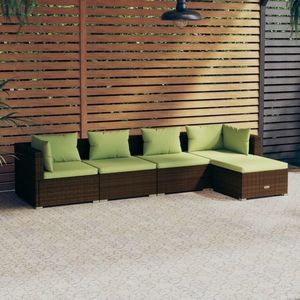 vidaXL Set mobilier de grădină cu perne, 5 piese, maro, poliratan imagine