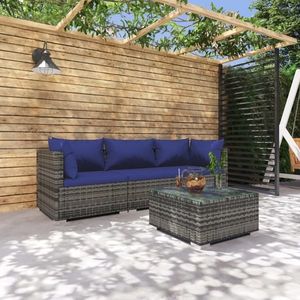 vidaXL Set mobilier de grădină cu perne, 4 piese, poliratan, gri imagine