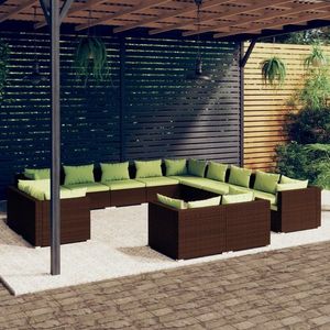 vidaXL Set mobilier de grădină cu perne, 13 piese, maro, poliratan imagine