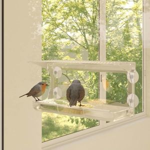 vidaXL Hrănitoare păsări pentru fereastră 2 buc. 30x12x15 cm acril imagine