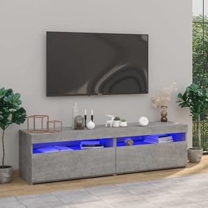 vidaXL Comode TV cu lumini LED, 2 buc., gri beton, 75x35x40 cm imagine