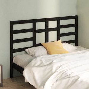 vidaXL Tăblie de pat, negru, 156x4x104 cm, lemn masiv de pin imagine