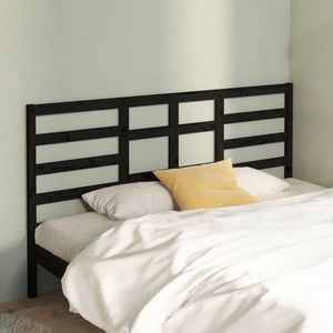 vidaXL Tăblie de pat, negru, 206x4x104 cm, lemn masiv de pin imagine