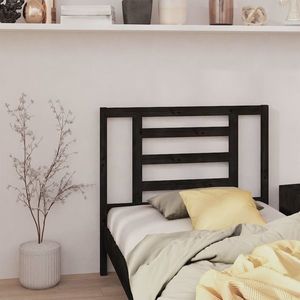 vidaXL Tăblie de pat, negru, 106x4x100 cm, lemn masiv de pin imagine
