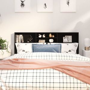 vidaXL Tăblie de pat cu dulap, negru, 180x19x103, 5 cm imagine