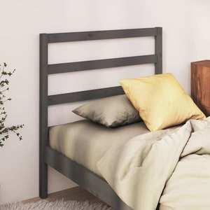 vidaXL Tăblie de pat, gri, 106x4x100 cm, lemn masiv de pin imagine