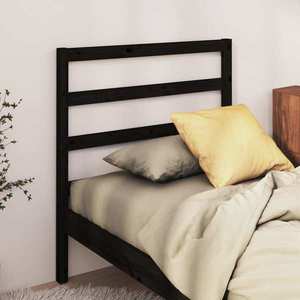 vidaXL Tăblie de pat, negru, 106x4x100 cm, lemn masiv de pin imagine
