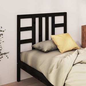 vidaXL Tăblie de pat, negru, 81x4x100 cm, lemn masiv de pin imagine