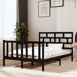 vidaXL Cadru pat, negru, 140x190 cm, lemn masiv de pin imagine