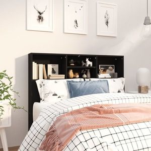 vidaXL Tăblie de pat cu dulap, negru, 120x19x103, 5 cm imagine