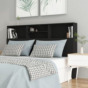 vidaXL Tăblie de pat cu dulap, negru, 160x19x103, 5 cm imagine