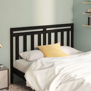 vidaXL Tăblie de pat, negru, 146x4x100 cm, lemn masiv de pin imagine