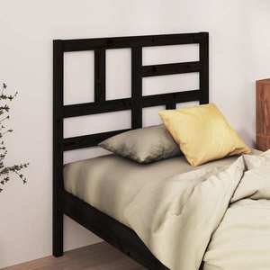vidaXL Tăblie de pat, negru, 81x4x104 cm, lemn masiv de pin imagine