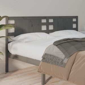 vidaXL Tăblie de pat, gri, 156x4x100 cm, lemn masiv de pin imagine